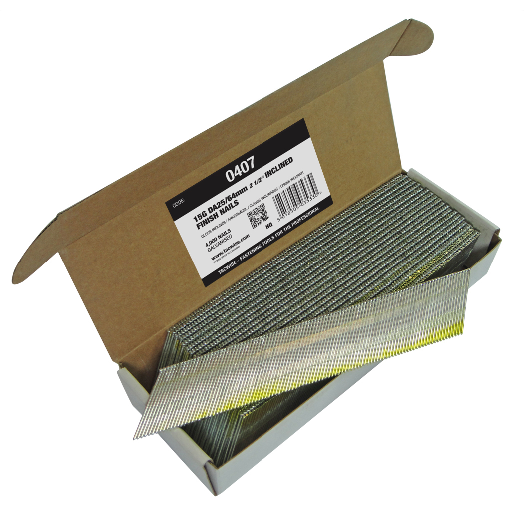 64mm DA25 15g Galvanised Angled Finish Nails (4000) Zedfix Coil Nails