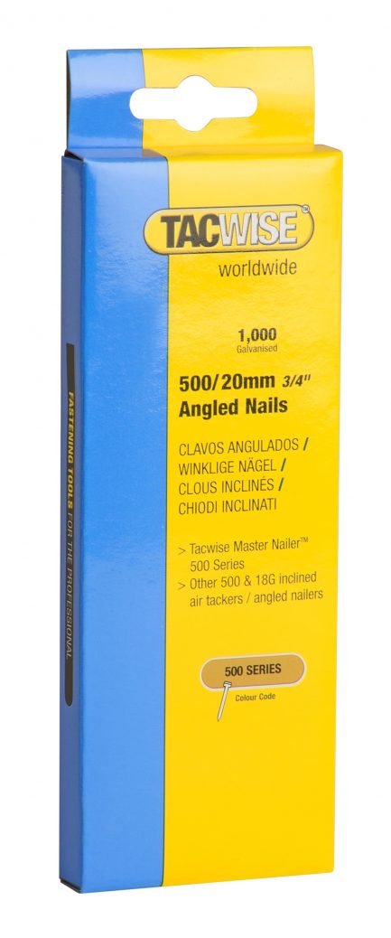 20mm 18g 500 Series Galvanised Angled Brad Nails (1000)