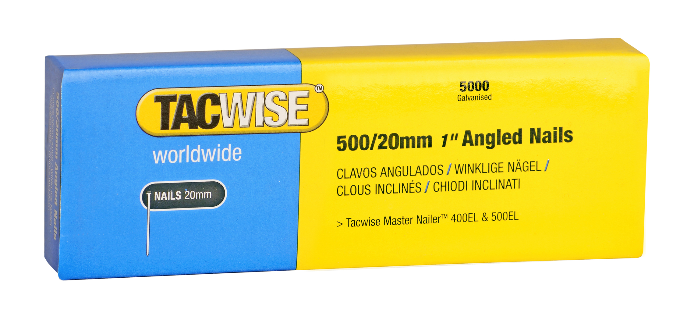 20mm 18g 500 Series Galvanised Angled Brad Nails Bulk Box (5000