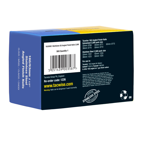 63mm 16g Stainless Steel Angled Brad Nails (2500) Zedfix Coil Nails